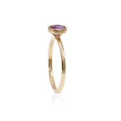 Bezel Set Round Amethyst Ring 14K