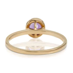Bezel Set Round Amethyst Ring 14K
