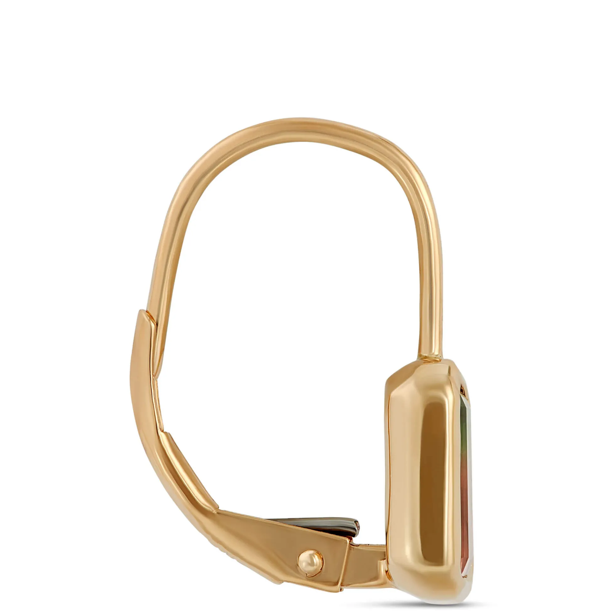 Bi-Color Tourmaline Leverback Earrings, 14K Yellow Gold