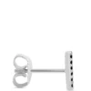 Black Diamond Bar Earrings, 14K White Gold