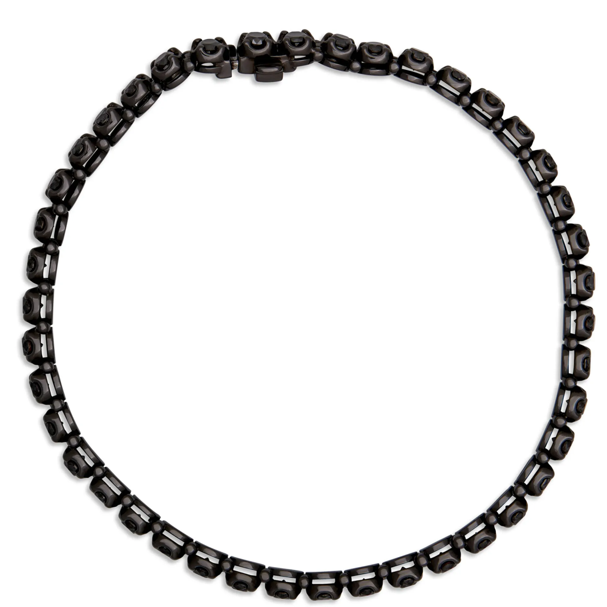 Black Diamond Bracelet, Rhodium Plated Sterling Silver