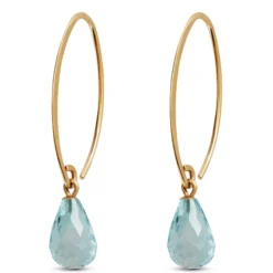 Blue Topaz Drop Earrings 14K