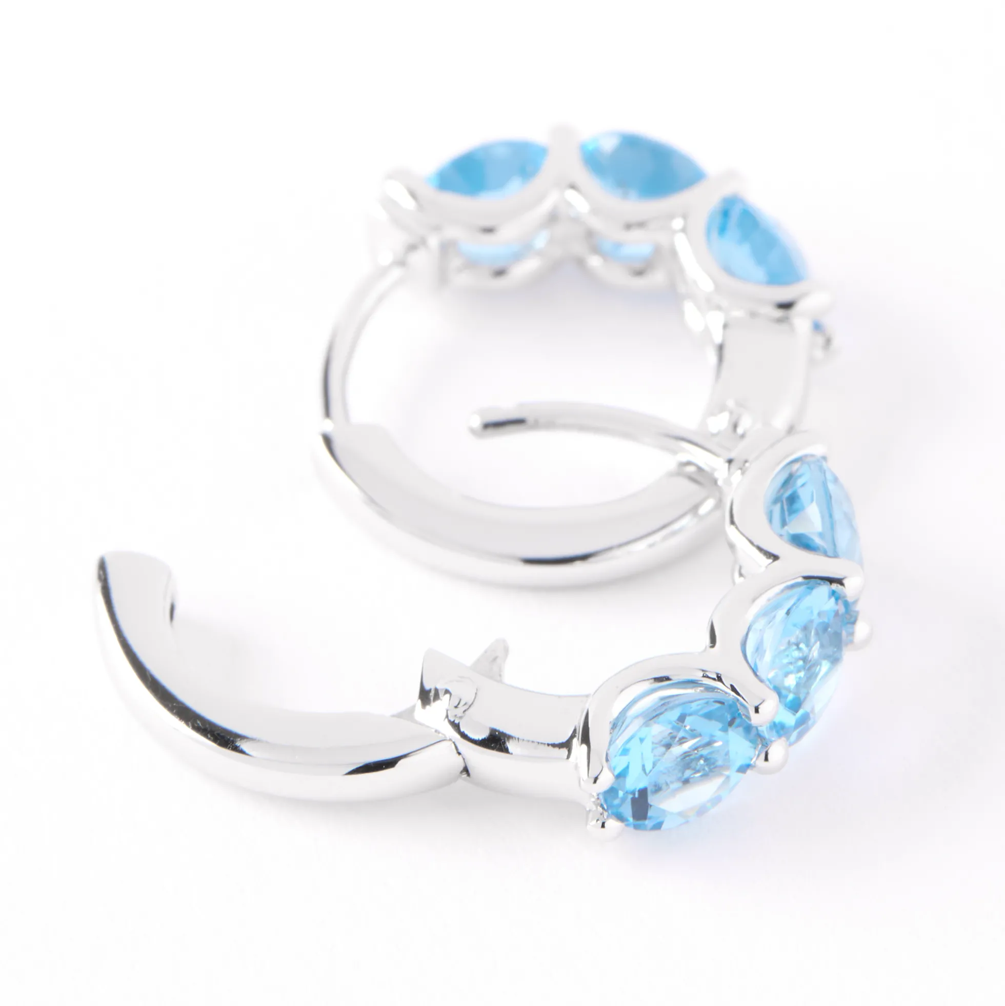 Blue Topaz Hoops, 14K White Gold
