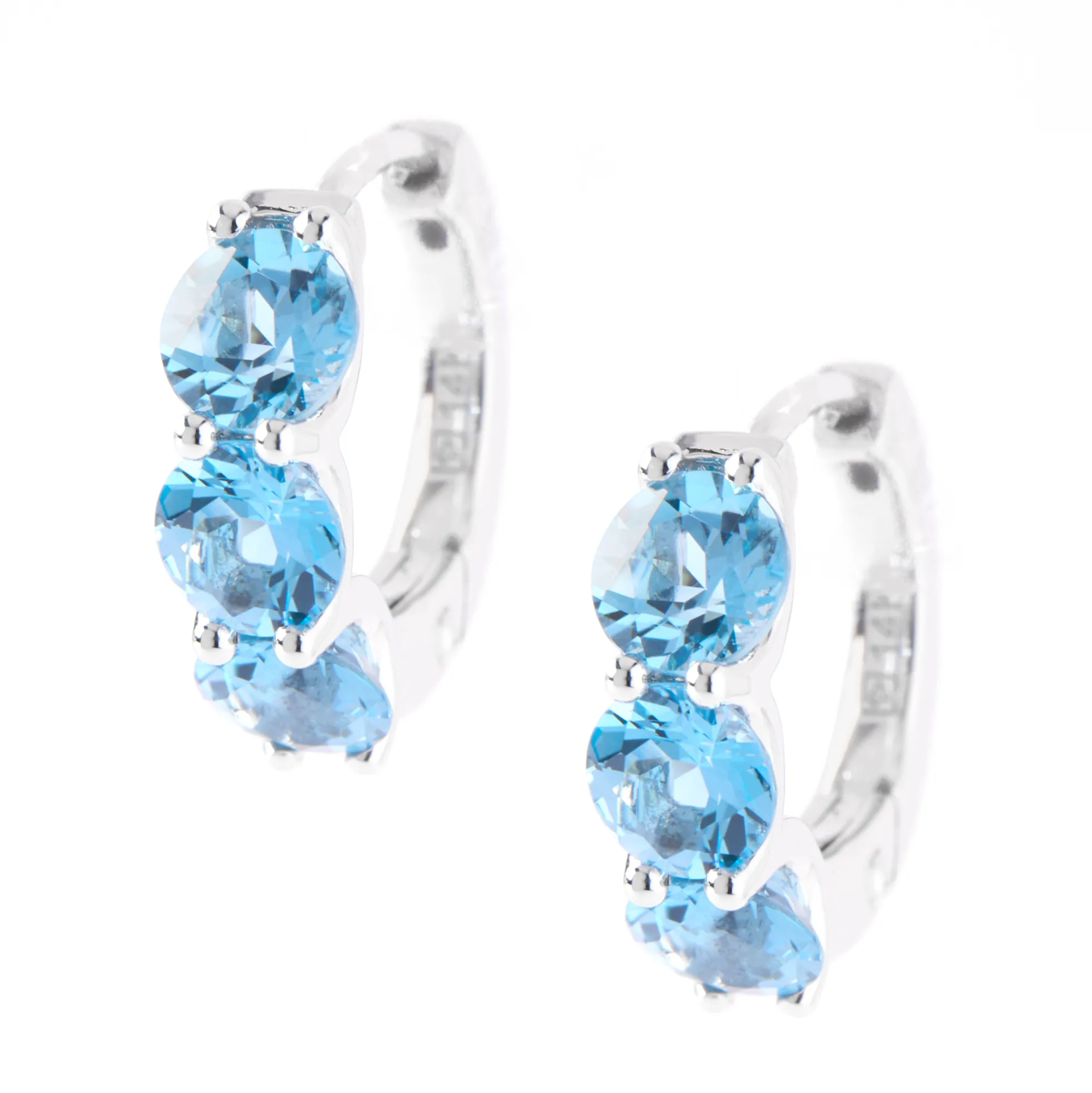 Blue Topaz Hoops, 14K White Gold