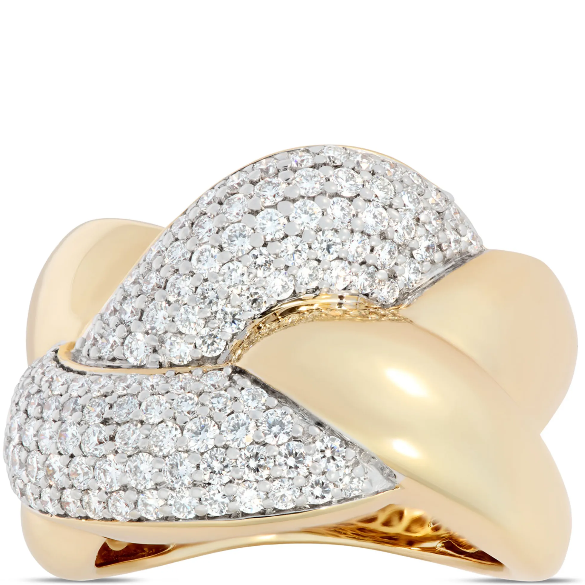 Braided Gold and Diamond Ring, 14K Yellow Gold Size 5