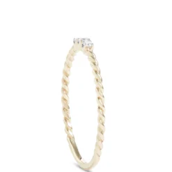 Braided Two Tone Diamond Promise Ring, 14K Mixed Gold