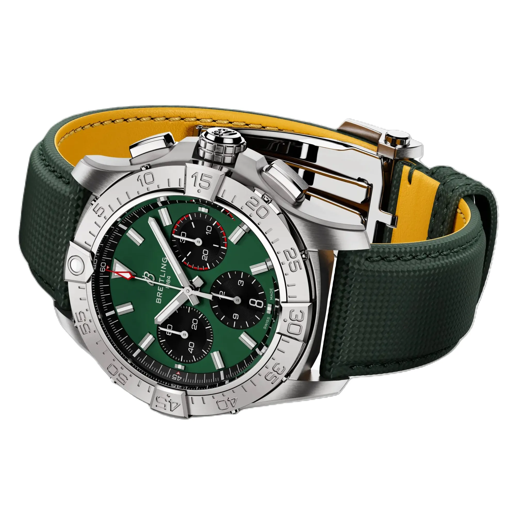 Breitling Avenger BO1 Chronograph Green Dial Calf Leather Strap, 42 mm