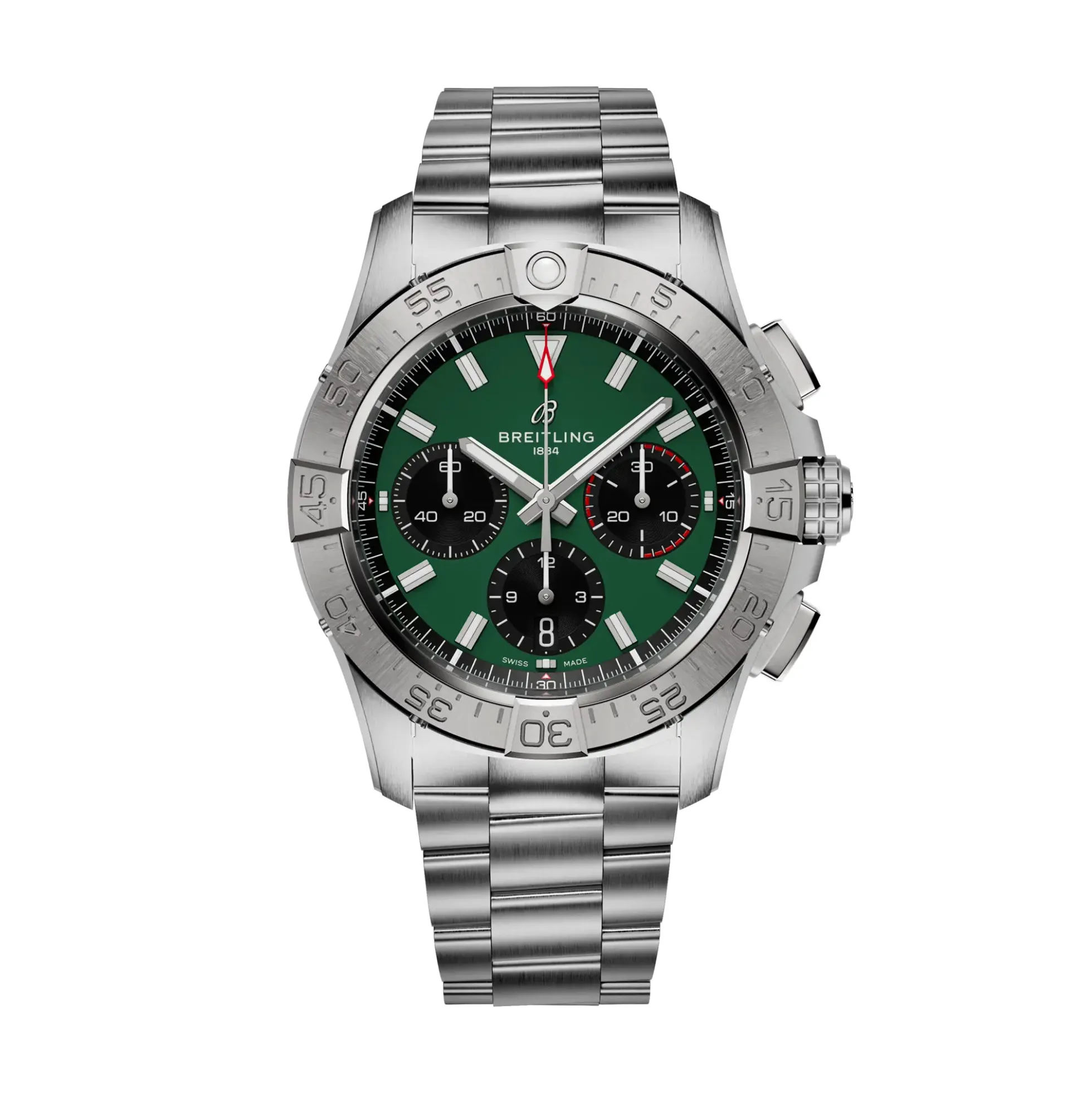Breitling Avenger BO1 Chronograph Green Dial Stainless Steel Bracelet, 42 mm