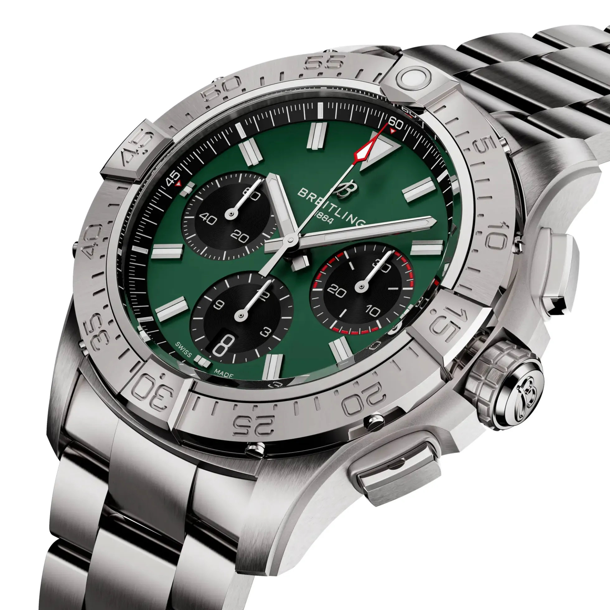 Breitling Avenger BO1 Chronograph Green Dial Stainless Steel Bracelet, 42 mm