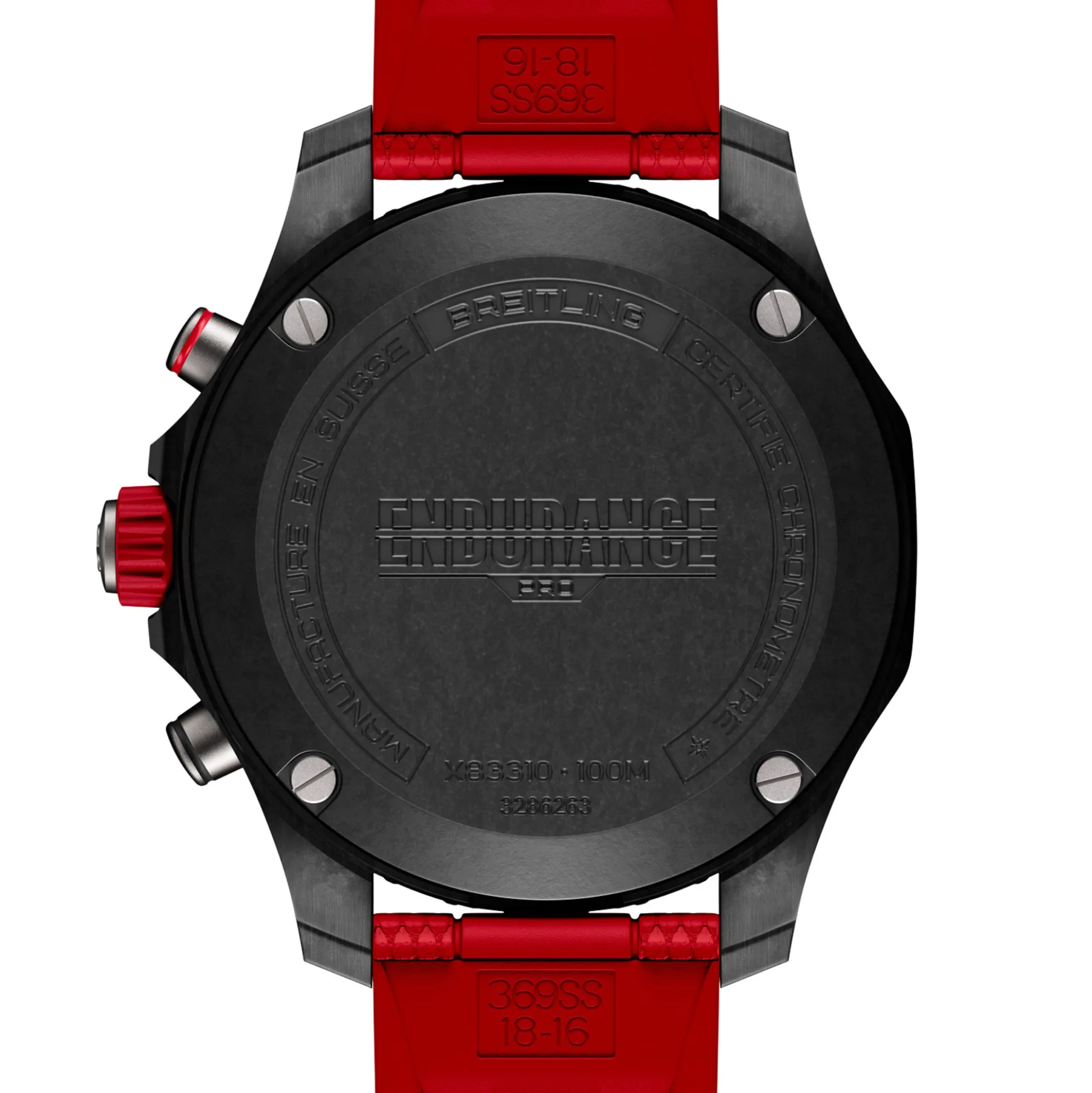 Breitling Endurance Pro Black Dial And Red Rubber Strap Watch, 38 mm