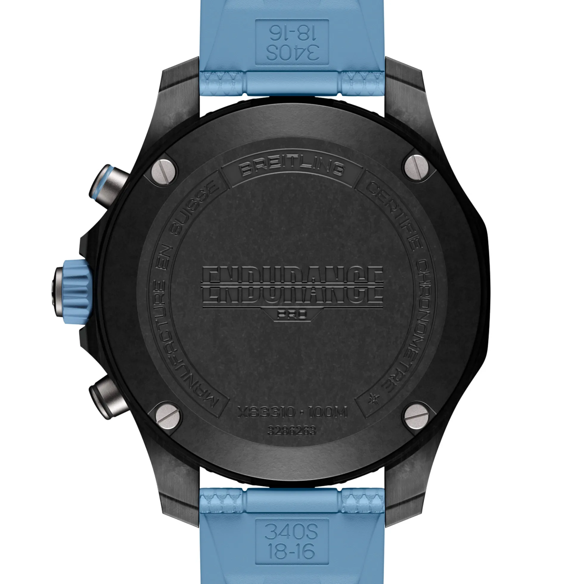 Breitling Endurance Pro Black Dial Turquoise Rubber Strap Watch. 38mm