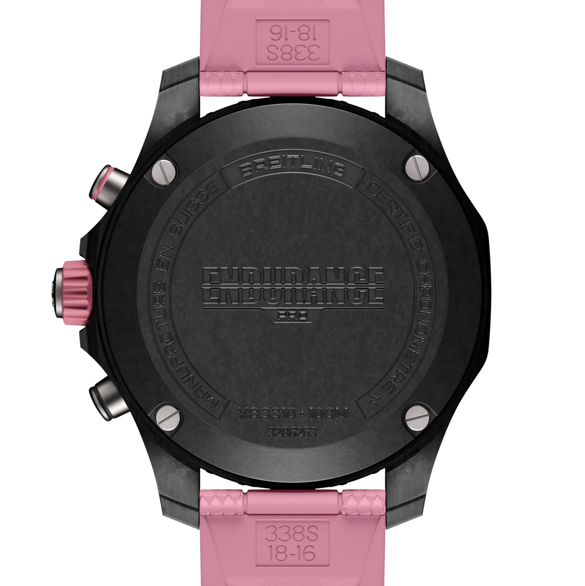 Breitling Endurance Pro Diver Black Dial Pink Rubber Strap Watch, 38mm