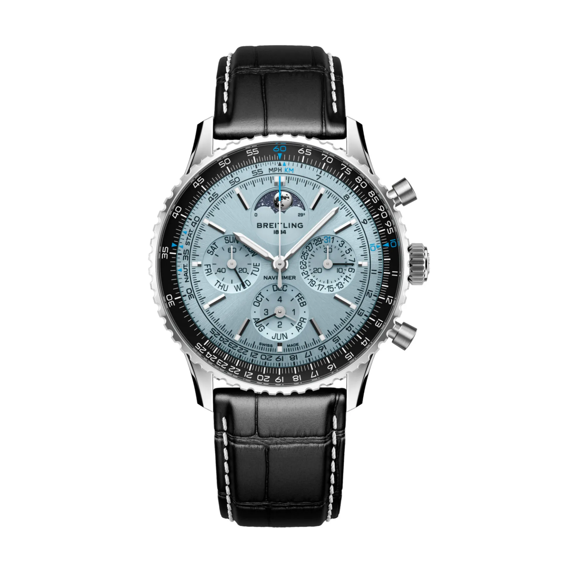 Breitling Navitimer B19 Chronograph Perpetual Calendar Ice-Blue Dial Watch, 43mm