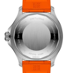 Breitling Superocean Automatic Dive Pro Black Dial Orange Strap Watch, 42 mm