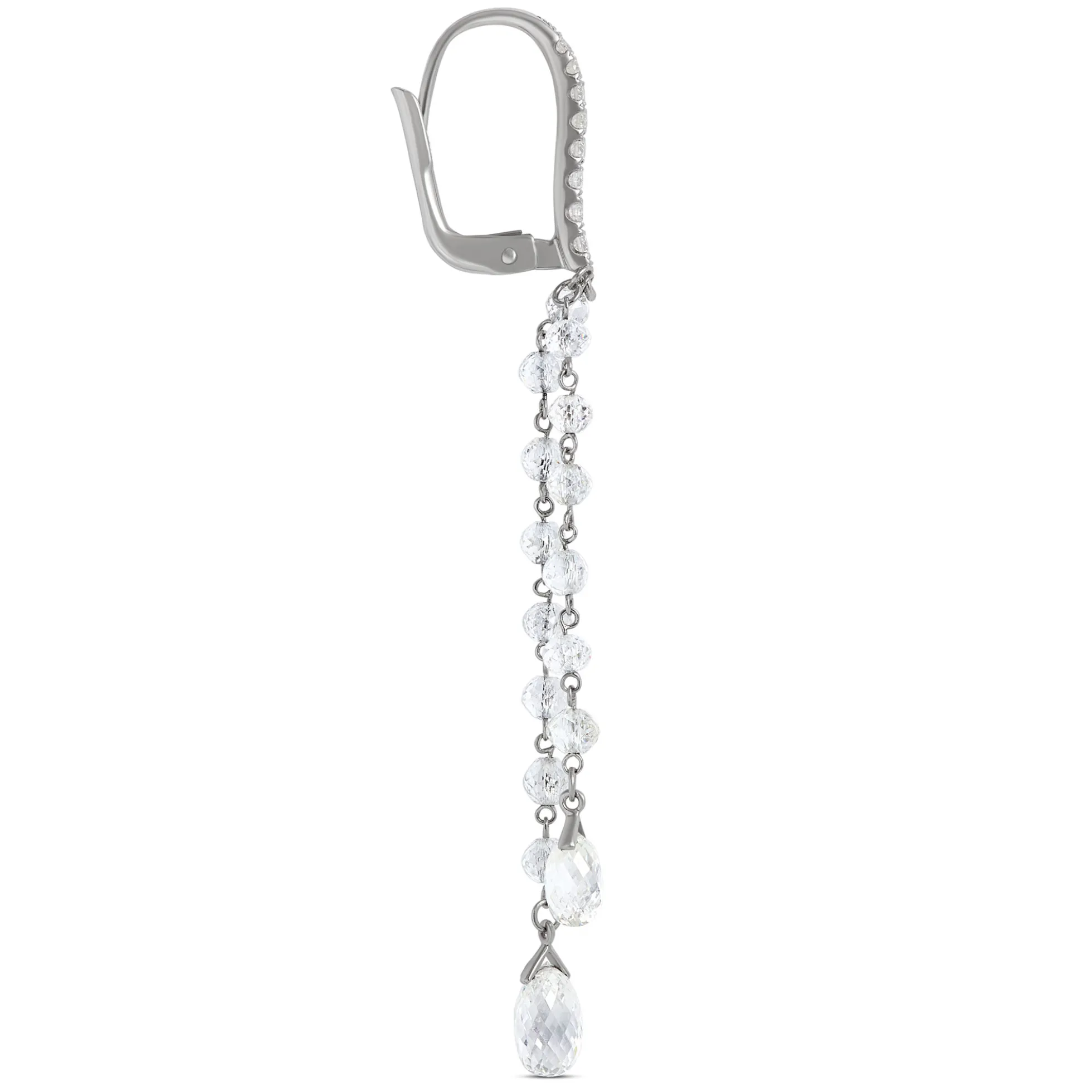 Brilliant Round Diamond Dangle Earrings, 18K White Gold