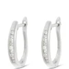 Channel Set Diamond Hoops, 14K White Gold