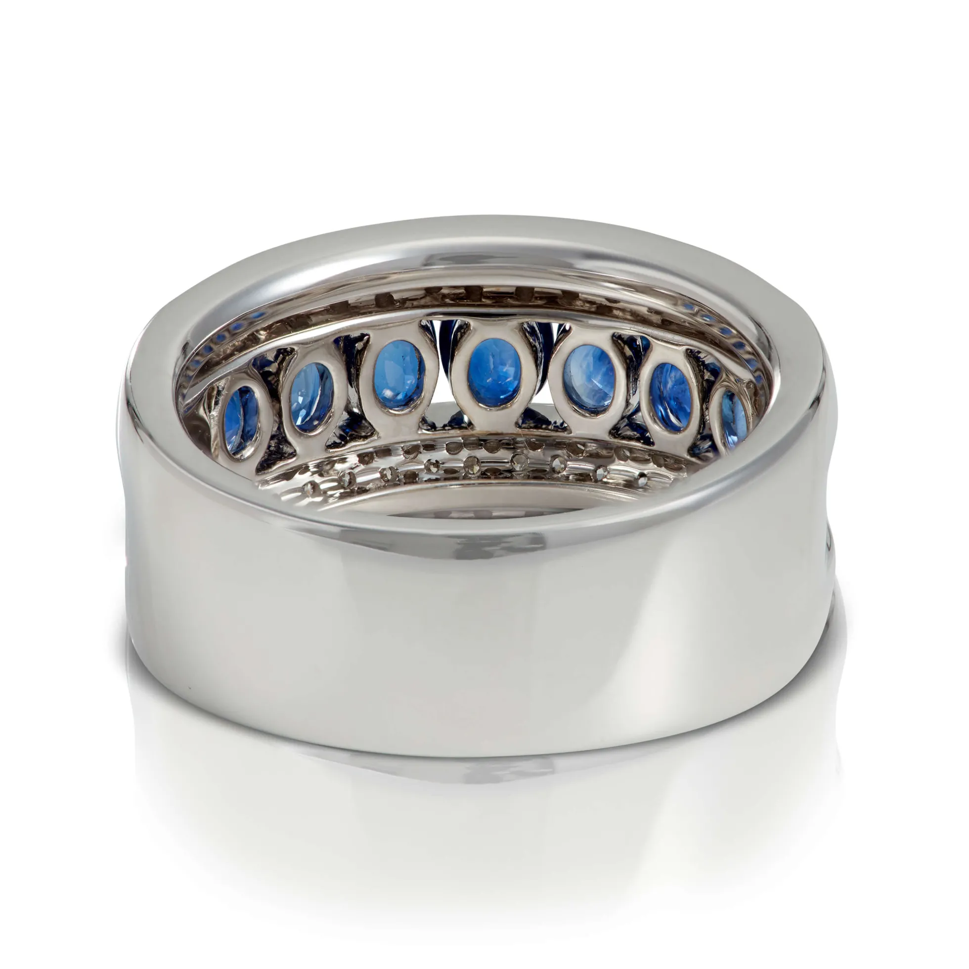 Channel Set Oval Sapphire & Diamond Band 14K