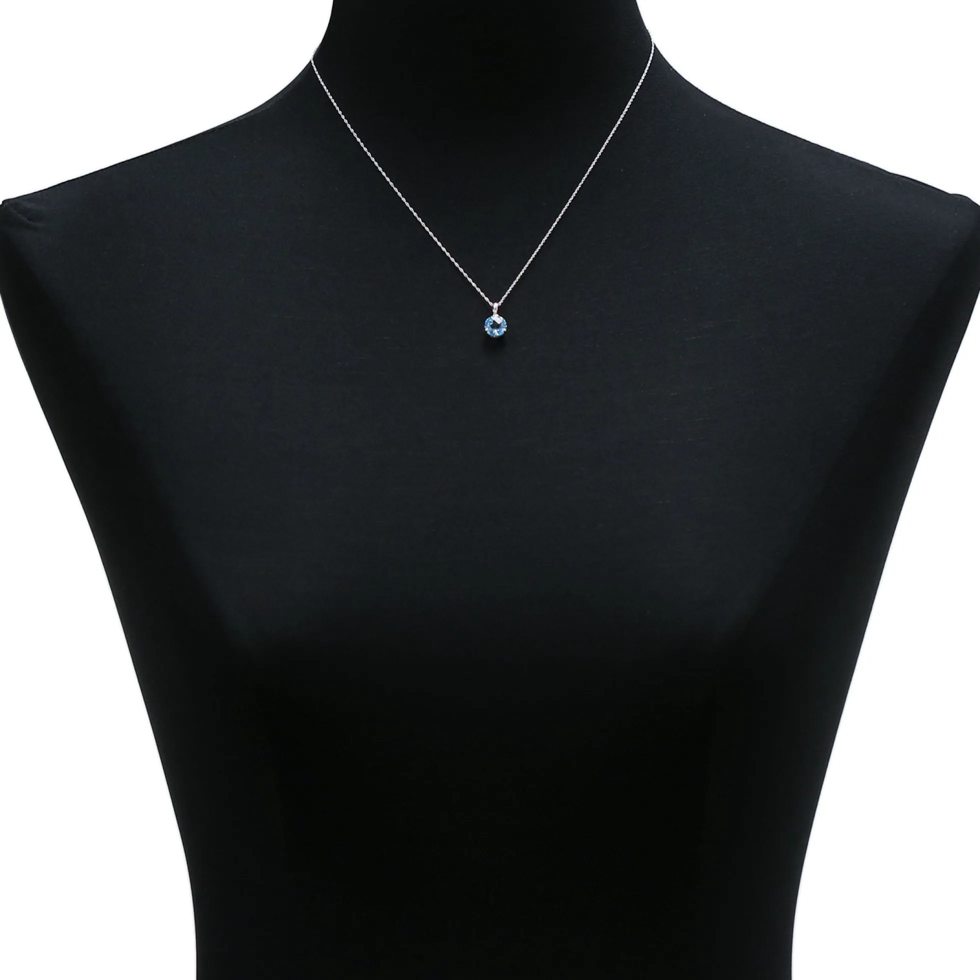 Checkered Blue Topaz Pendant 14K, 8mm