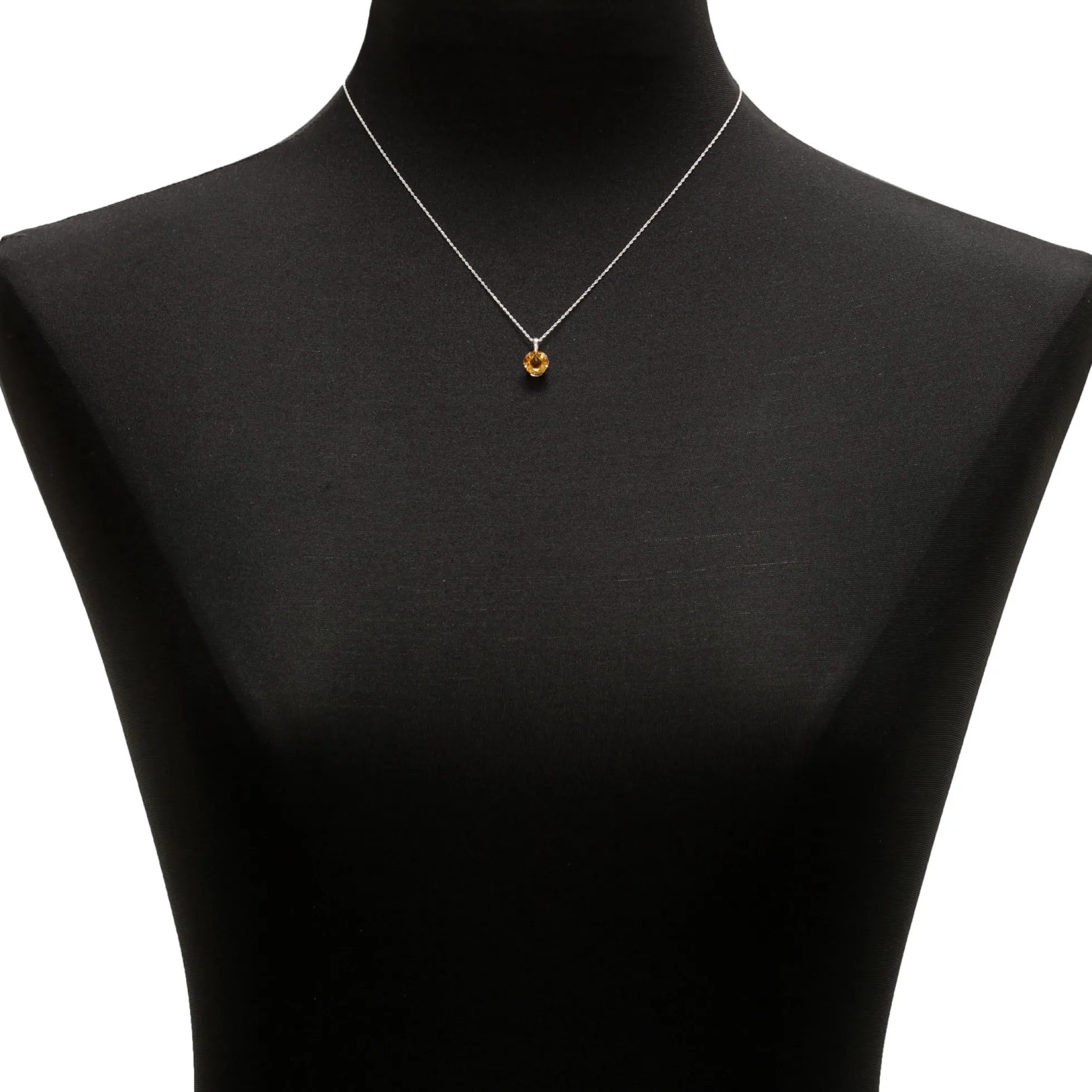Checkered Citrine Pendant 14K, 8mm