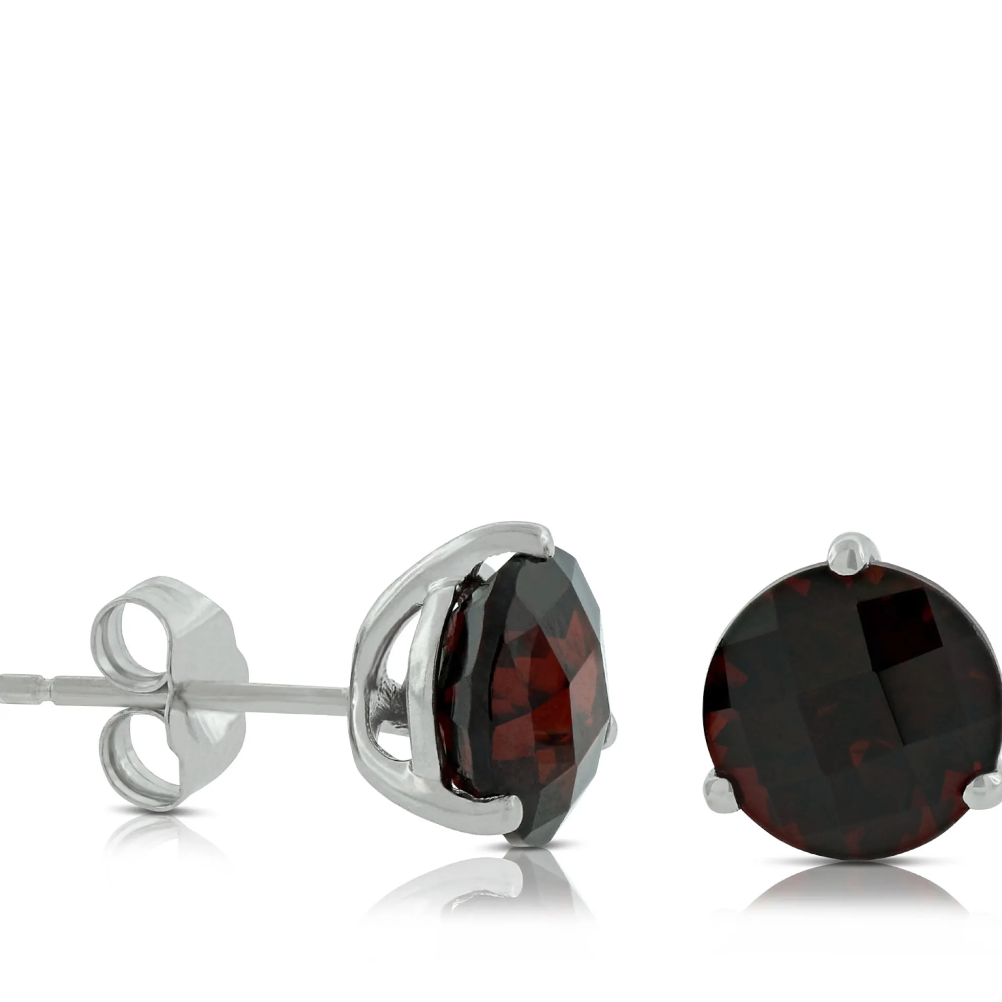 Checkered Garnet Earrings 14K, 8mm