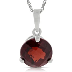 Checkered Garnet Pendant 14K, 8mm