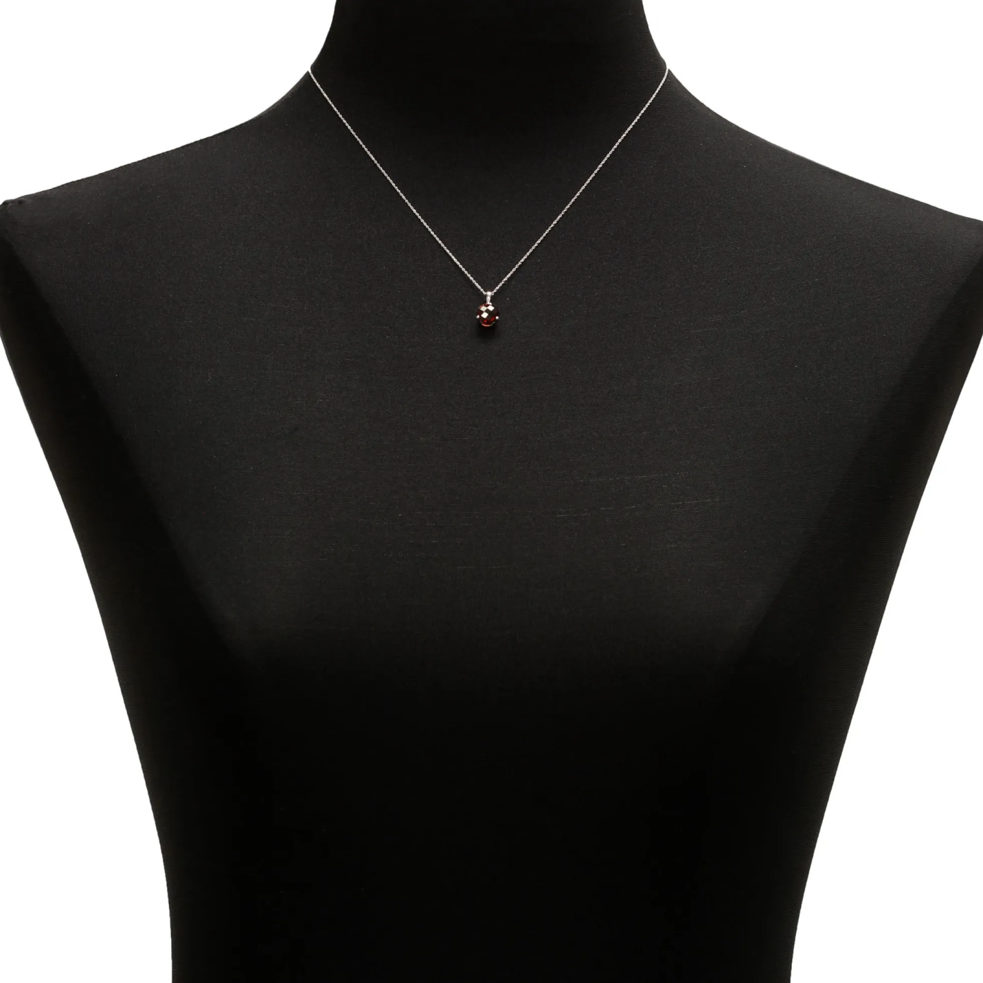 Checkered Garnet Pendant 14K, 8mm