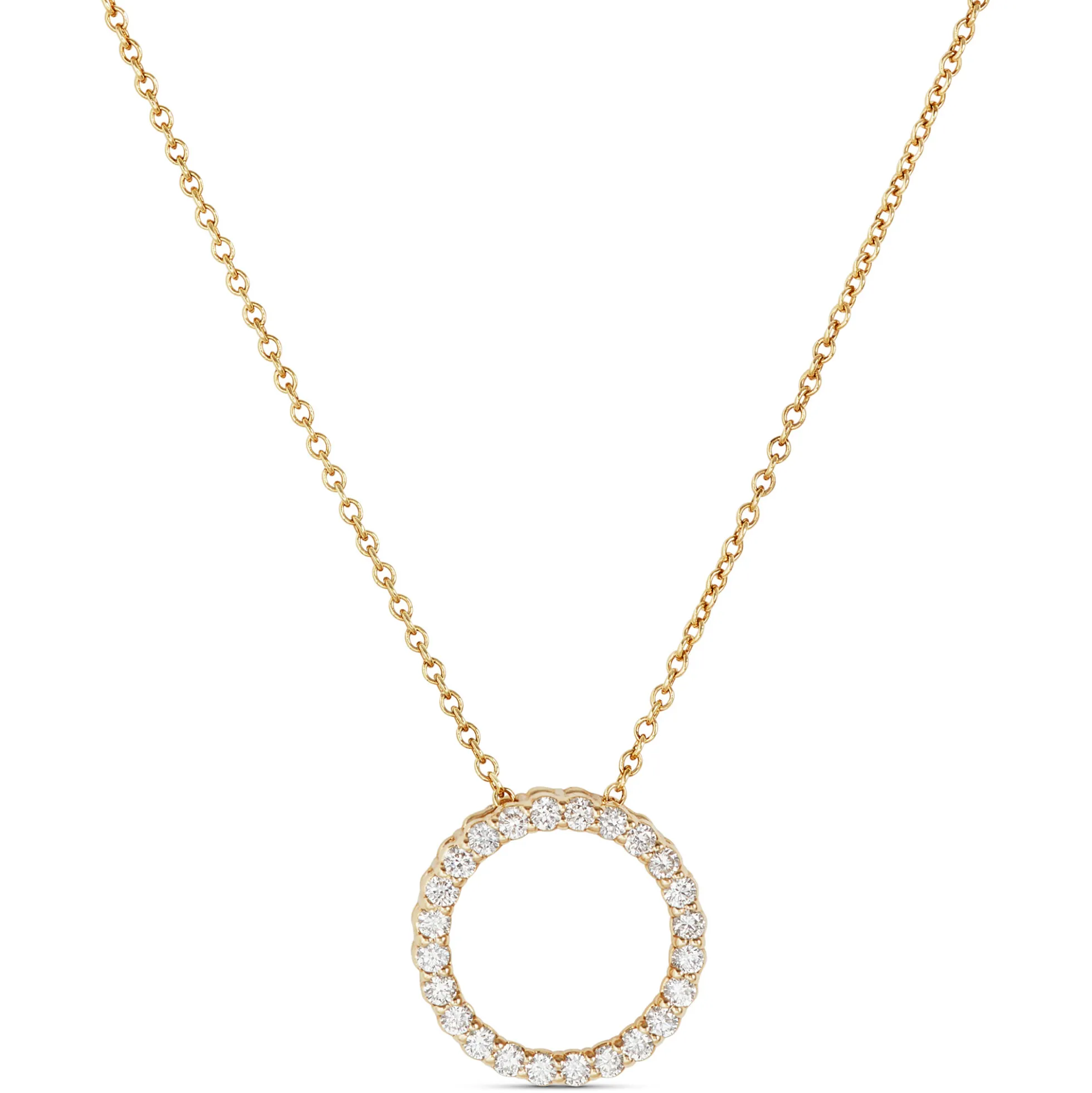 Circle Diamond Pendant Necklace, 14K Yellow Gold