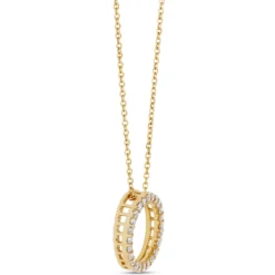 Circle Diamond Pendant Necklace, 14K Yellow Gold