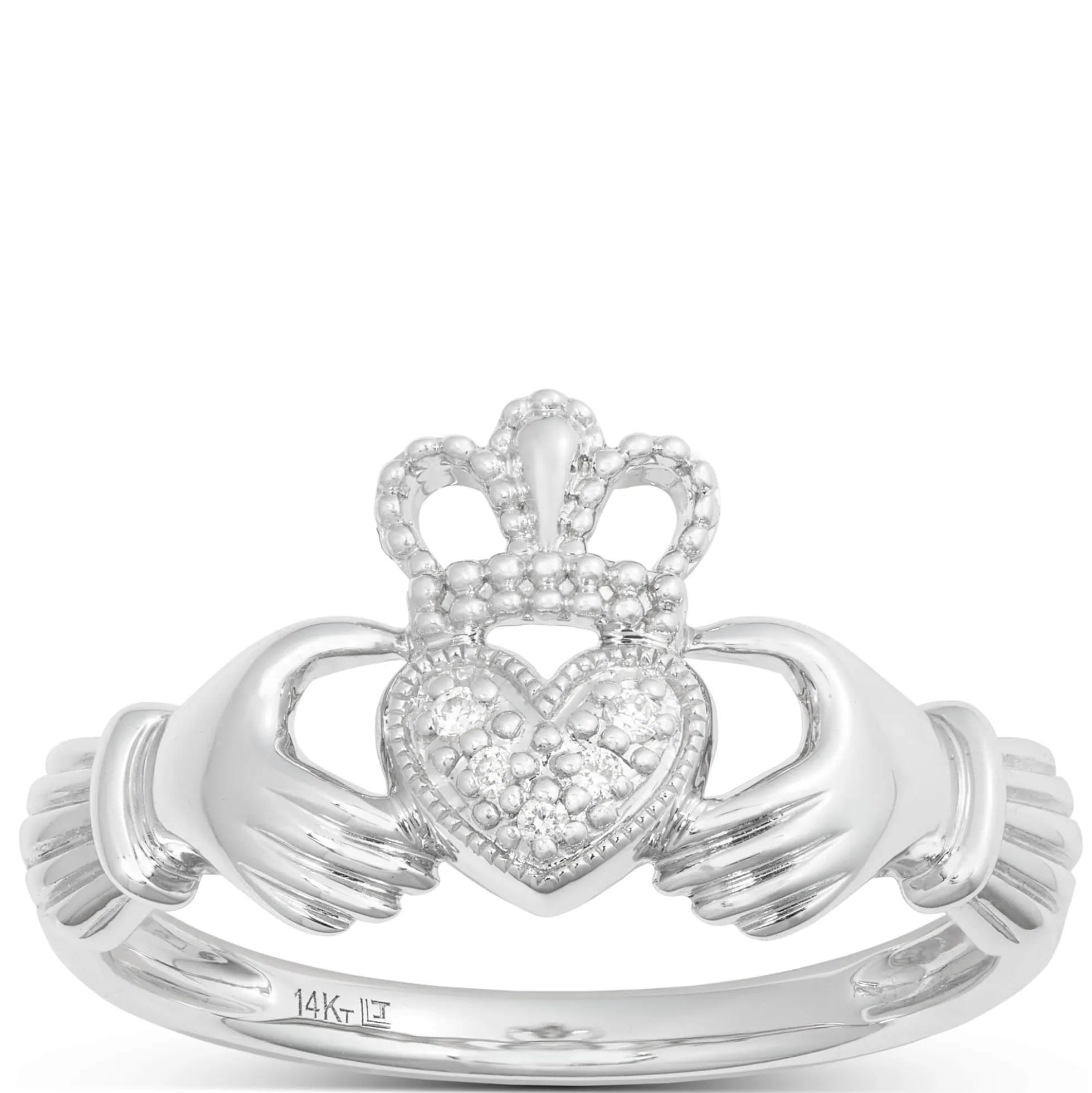 Claddagh Diamond Ring 14K