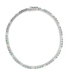 Classic Emerald and Round Diamond Bracelet, ½ Carat Total Weight 14K White Gold