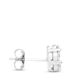 Classic Floral Diamond Studs, 1 Carat, 14K White Gold