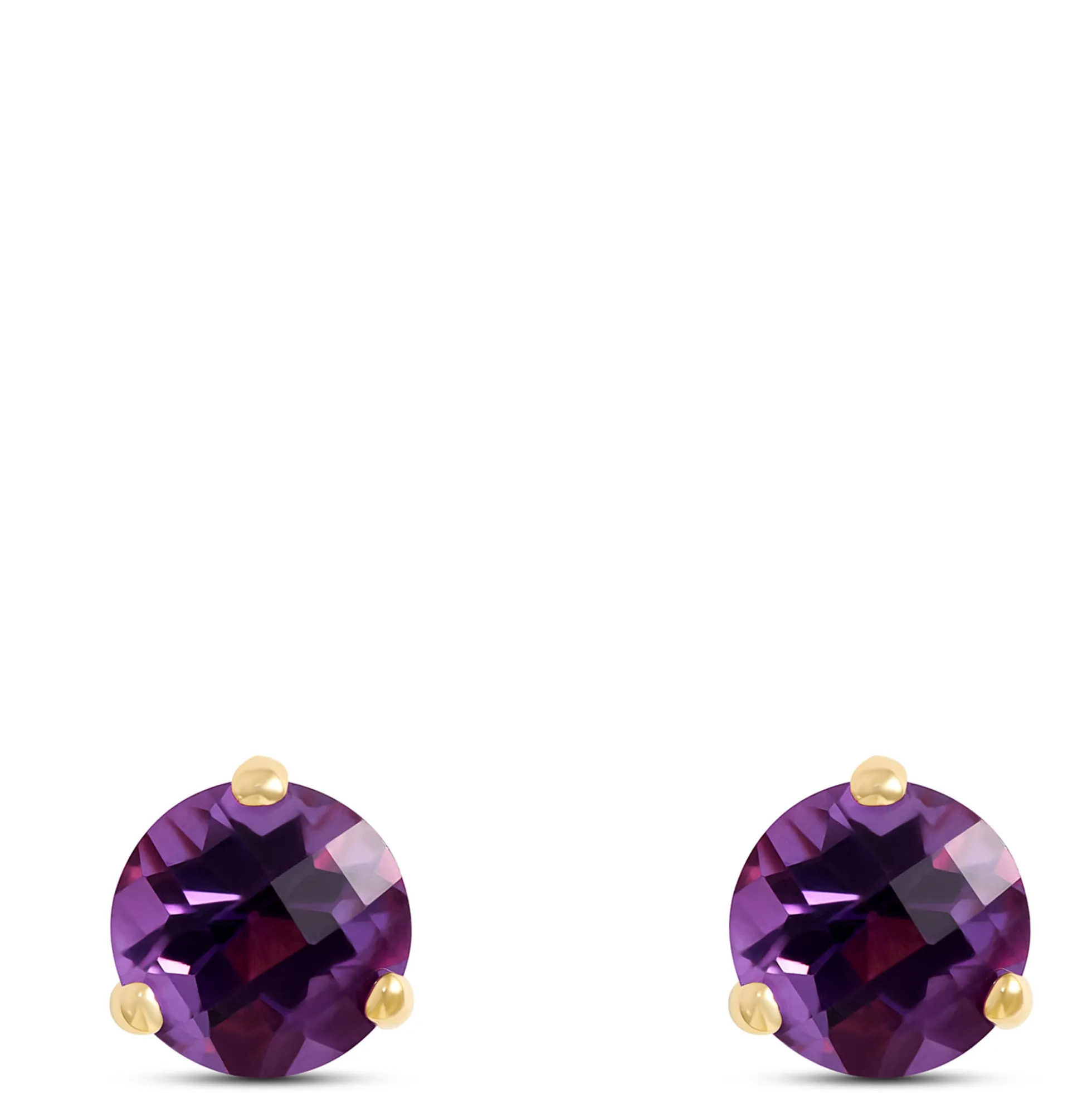 Classic Round Amethyst Studs, 14K Yellow Gold