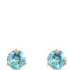 Classic Round Blue Topaz Studs, 14K Yellow Gold