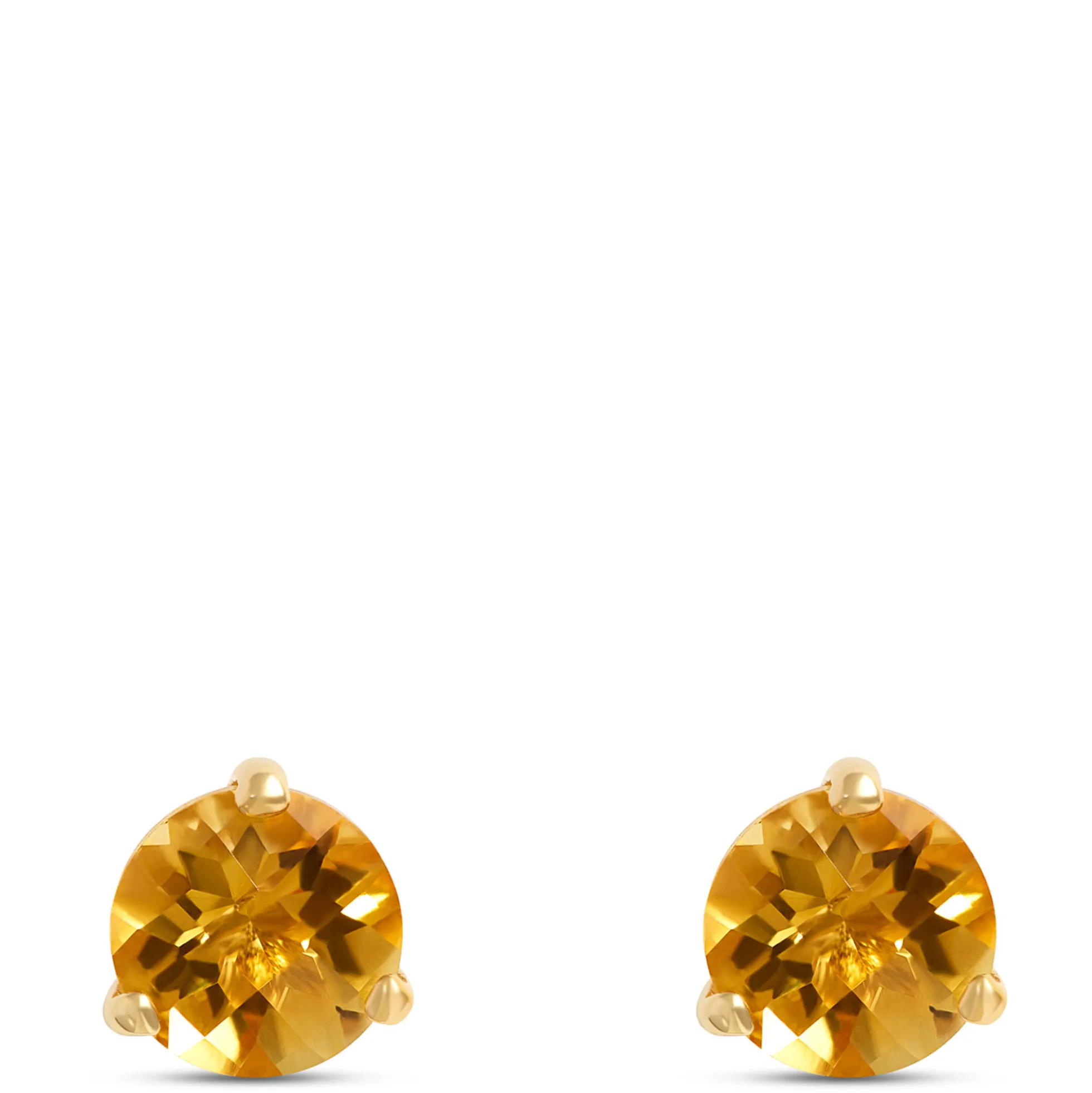 Classic Round Citrine Studs, 14K Yellow Gold