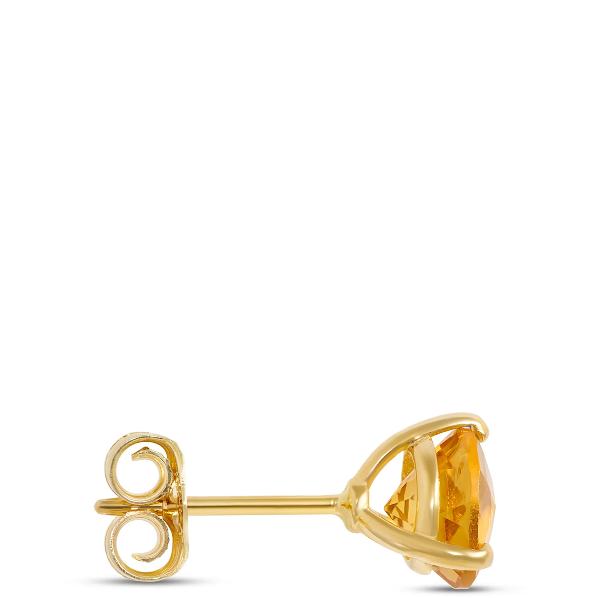 Classic Round Citrine Studs, 14K Yellow Gold