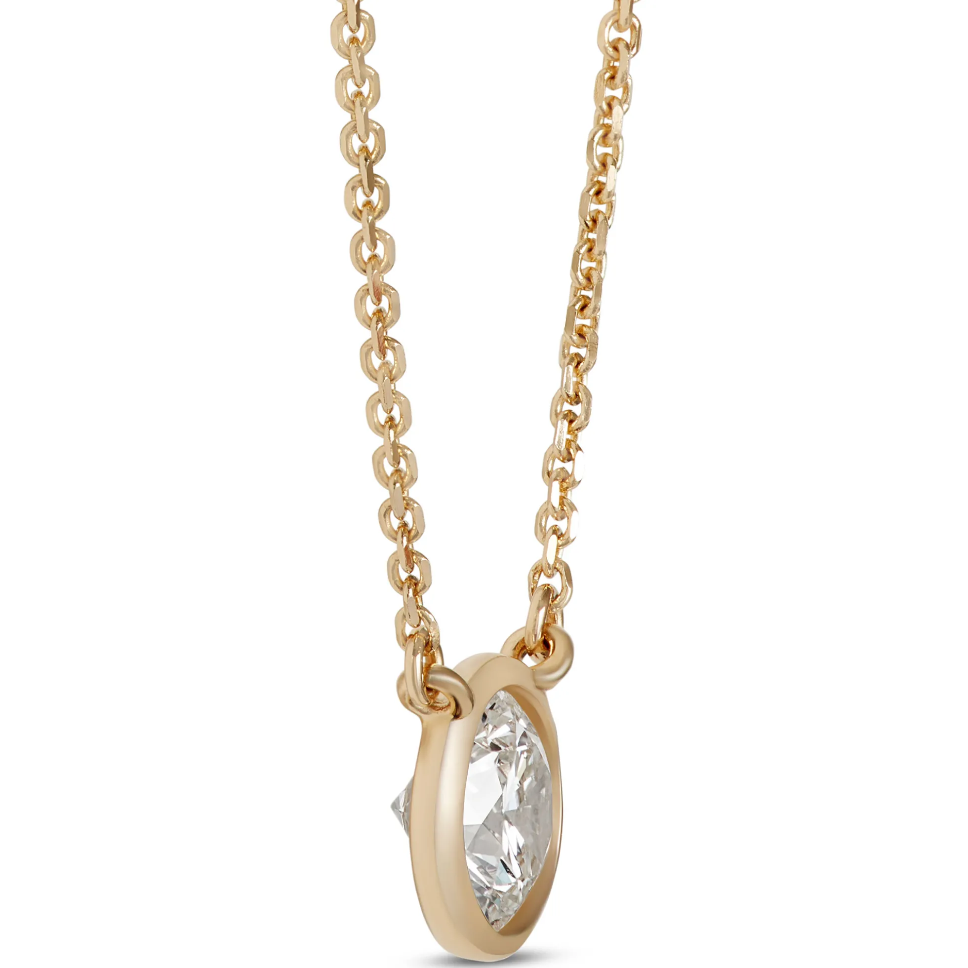 Classic Round Diamond Bezel Pendant, ½ Carat Total Weight, 18K Yellow Gold