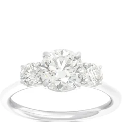 Classic Round Diamond Engagement Ring, 2 Carat Total Weight 18K White Gold