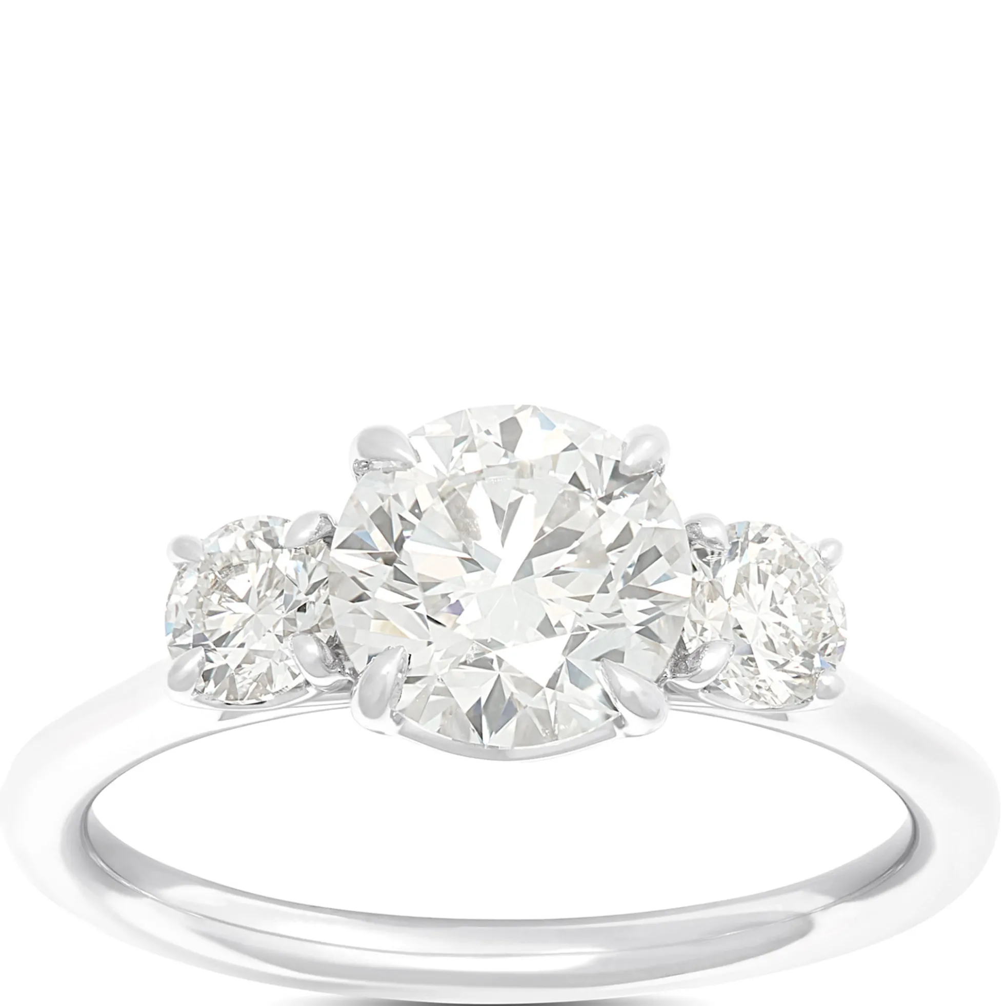 Classic Round Diamond Engagement Ring, 2 Carat Total Weight 18K White Gold