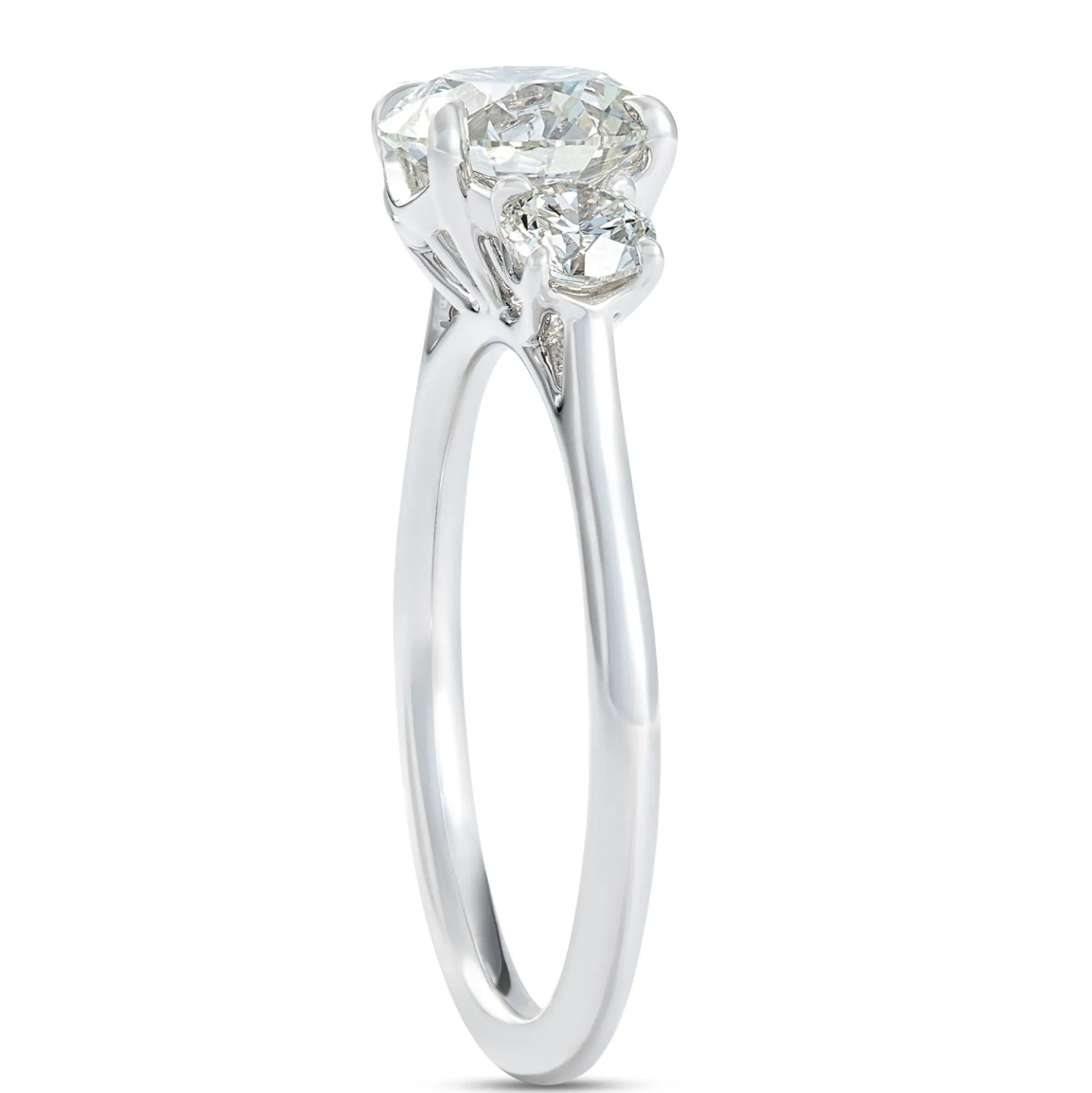 Classic Round Diamond Engagement Ring, 2 Carat Total Weight 18K White Gold