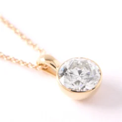 Classic Round Diamond Invisible Bezel Pendant, 1 Carat Total Weight, 14K Yellow Gold