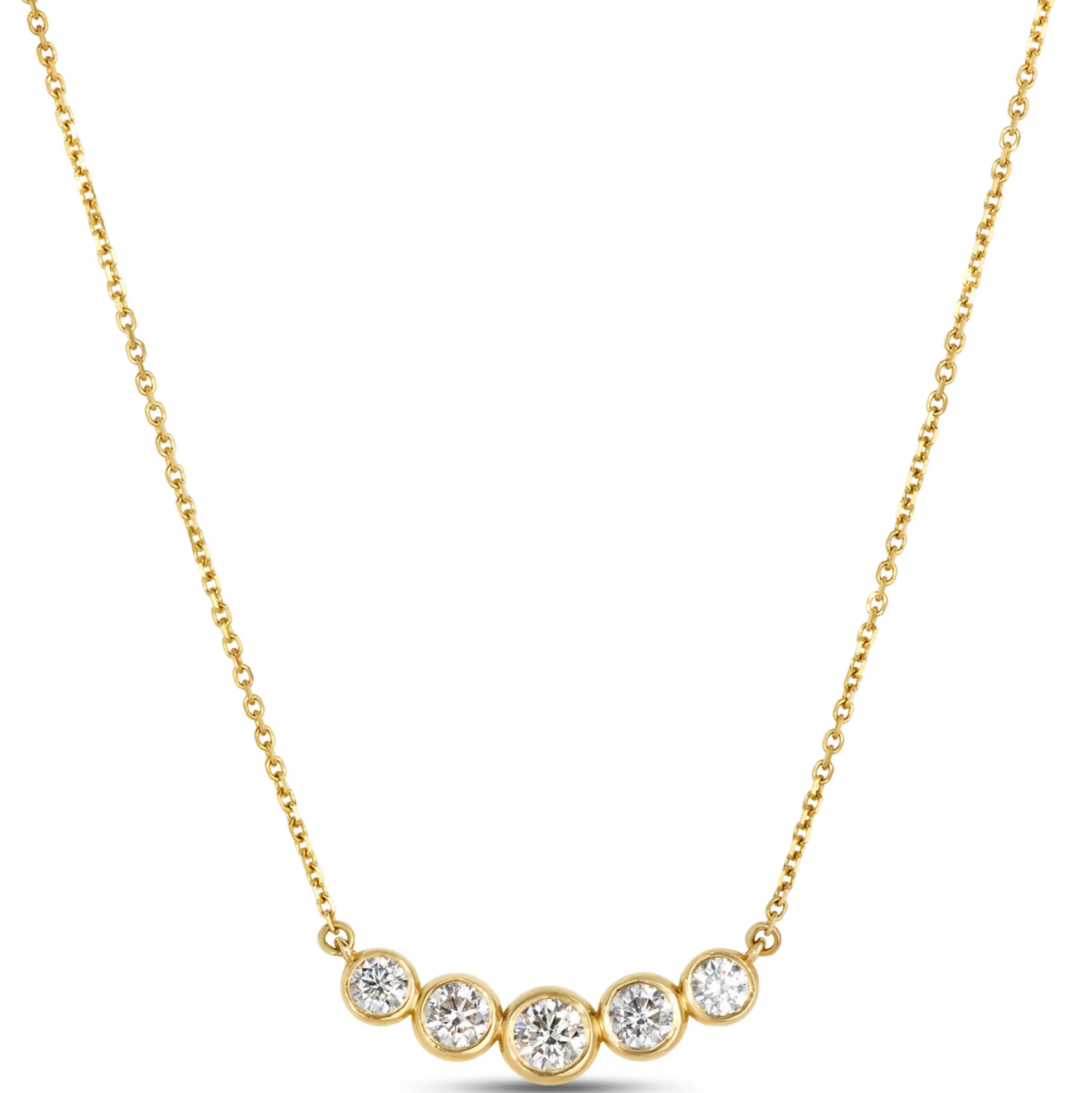 Classic Round Diamond Necklace, ⅔ Total Carat Weight, 14K Yellow Gold