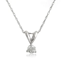 Classic Round Diamond Pendant, ¼ Carat Total Weight, 14K White Gold