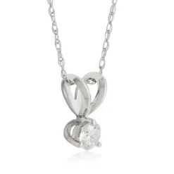 Classic Round Diamond Pendant, ¼ Carat Total Weight, 14K White Gold