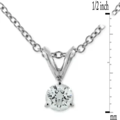 Classic Round Diamond Pendant, ⅕ Carat Total Weight, 14K White Gold