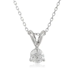 Classic Round Diamond Pendant, ⅓ Carat Total Weight, 14K White Gold
