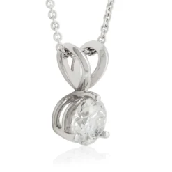 Classic Round Diamond Pendant, ½ Carat Total Weight, 14K White Gold