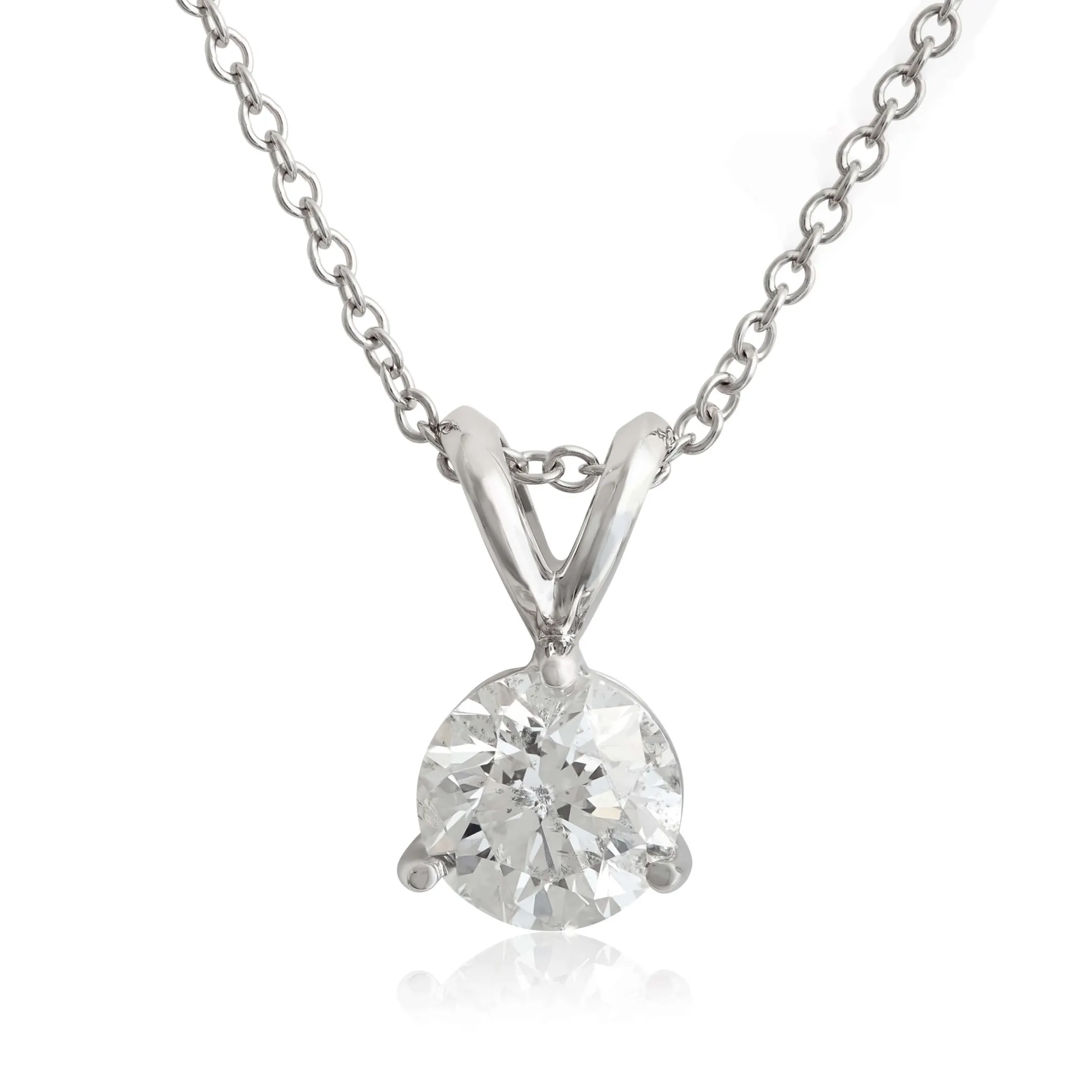 Classic Round Diamond Pendant, ⅓ Carat Total Weight, 14K Yellow Gold
