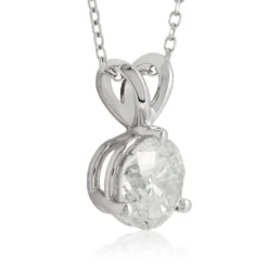 Classic Round Diamond Pendant, 1 Carat Total Weight, 14K White Gold