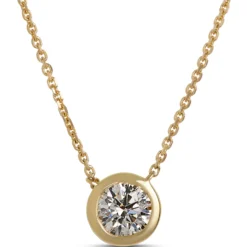 Classic Round Diamond Pendant, ½ Carat, 18K Yellow Gold