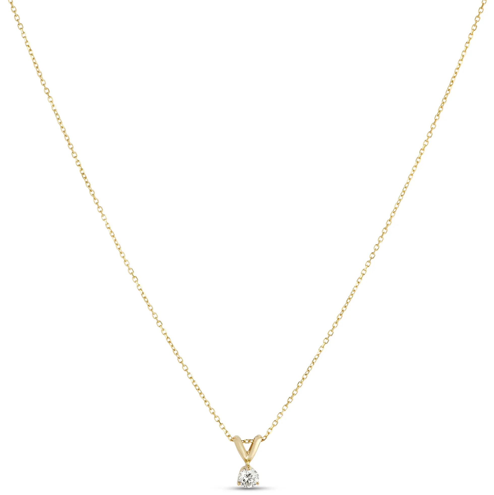 Classic Round Diamond Pendant, 1/5 Carat Total Weight, 14K Yellow Gold